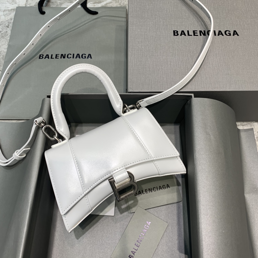 Balenciaga Hourglass XS Handbag Box Calfskin Shoulder Bag Beige